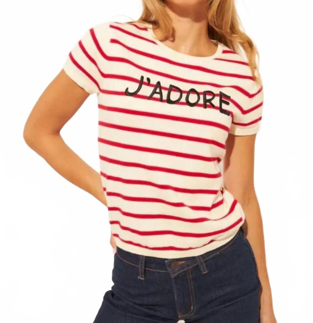 NEW JOHN + JENN nicolas sweater in red and white